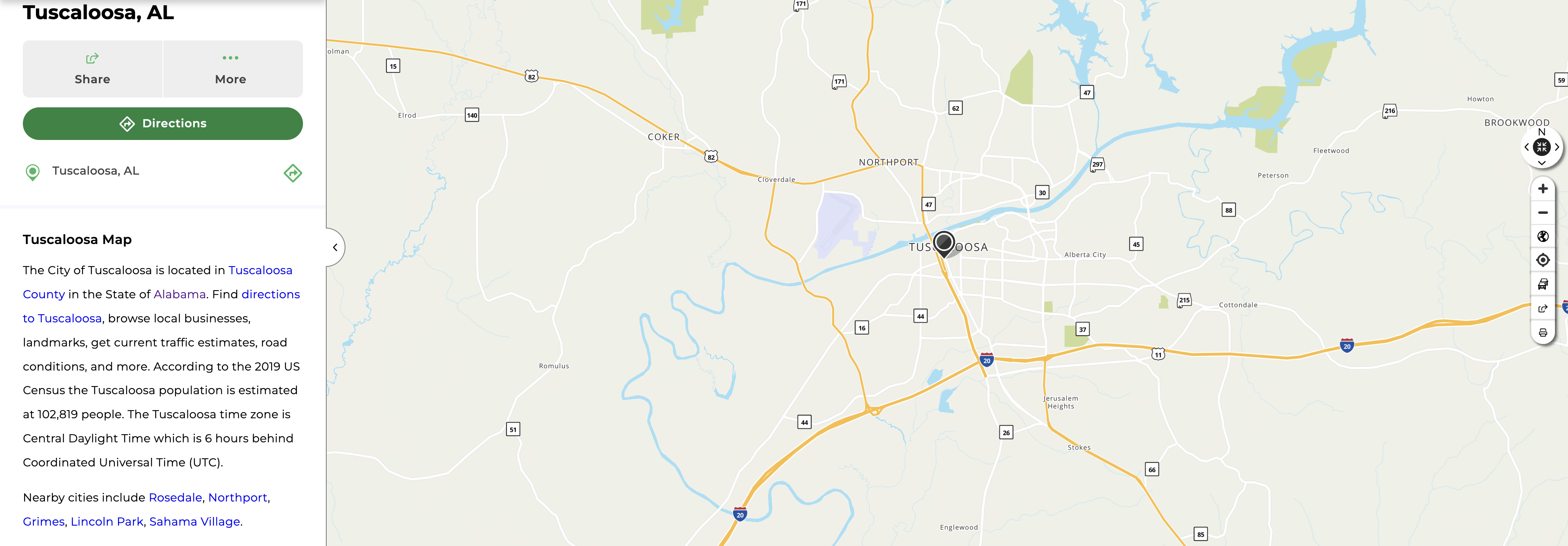 Map of Tuscaloosa